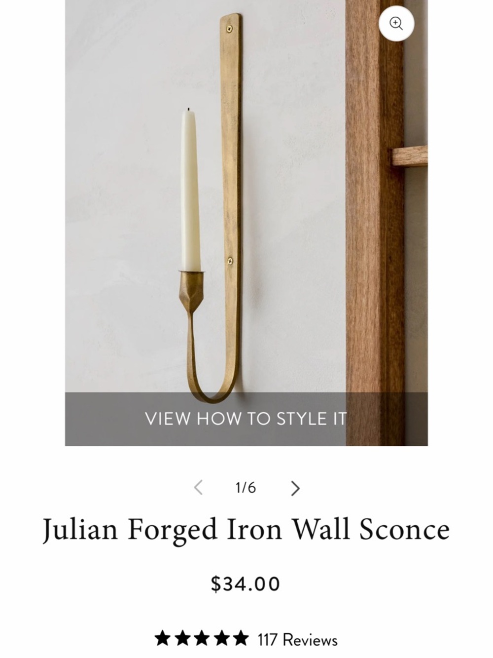 Forged Iron Wall Sconce in Antique Gold